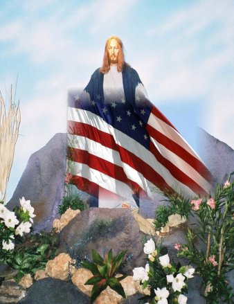 Jesus Holding Flag
